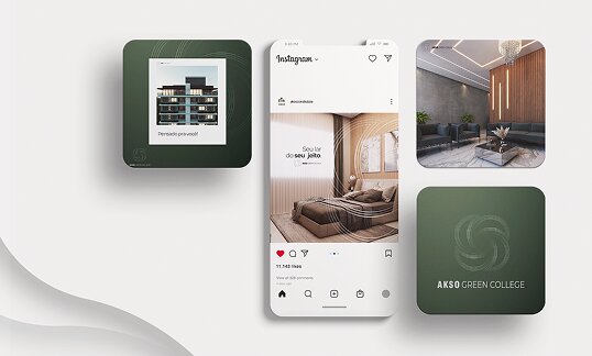 Direção de arte para redes sociais e ambientes — Akso Green College